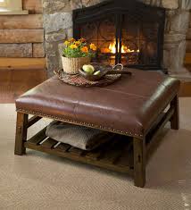 Simplihome owen 36 inch wide square coffee table lift top storage ottoman, cocktail footrest stool in upholstered distressed saddle brown faux air leather, mid century modern, living room. Canyon Leather Coffee Table Plowhearth