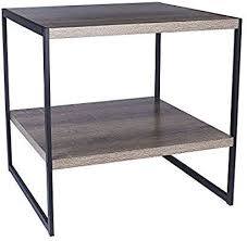Amazon Com Household Essentials 8077 1 Square Wooden Side Table End Table With Storage Shelf Ashwood Wooden Side Table End Tables With Storage End Tables