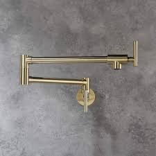 Most modern kitchen sinks usually have two faucets handles. Buy Pot Filler Faucet Wall Mount Commercial Kitchen Faucet Folding Stretchable With Double Joint Swing Arms Kitchen Sink Faucet With Single Hole 2 Handles And 2 Cartridges To Control Water Brushed Gold Online In Turkey