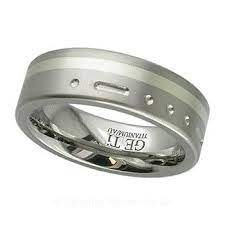 Geti Titanium White Banded Morse Code Ring Titanium Wedding Rings White Band Titanium Rings