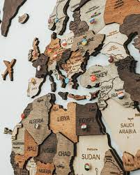 World Map Wall Art Anniversary Gift For Husband Travel Home Etsy Wood World Map World Map Decor World Map Wall Art