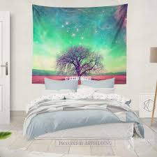 Hang the textile in your preferred method (you want it to be near an electrical outlet). Nature Scenery Tapestry Cloud Wall Hanging Tapestries Bedspread Throw Home Decor Tapestries Home Garden