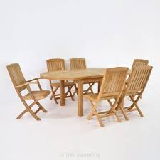 Teak Dining Set Capri Oval Double Extension Teak Table And 6 Chairs 0 Teak Table Outdoor Furniture Sets Outdoor Dining Set
