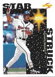 This dude had it all … good looks. David Justice 1996 Score 385 Atlanta Braves Baseball Card