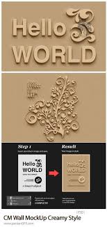 Baixar Muppies 3d De Texto E Formas Na Parede Cm Estilo Mockup Cremosa Mockup Estilo Parede
