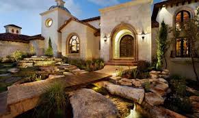 These models feature abundant glass, horizontal lines, stucco cladding, low tiled roofs. Architecture Spanish Hacienda House Plans House Plans 35749