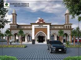 Dapur minimalis dengan meja dan kursi bar. Gambar Desain Masjid Modern 15x15 1 Lantai Sanggar Teknik Arsitektur Masjid Arsitektur Islami Arsitektur Islamis