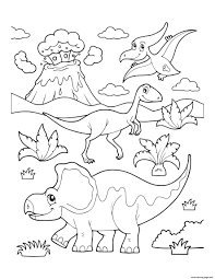 Home ➟ t rex coloring pages ➟ tyrannosaurus and volcano eruption coloring page. Dinosaur Prehistoric Dinosaur Scene Erupting Volcano Coloring Pages Printable