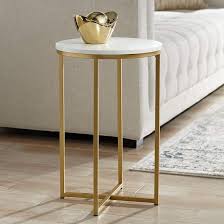 Aurelia 16 Wide Faux Marble And Gold Modern Side Table 24w34 Lamps Plus In 2020 Modern Side Table Gold Side Table Living Room Side Table