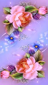 Pink Purple Blue Flowers Flower Wallpaper Flower Art Flower Painting