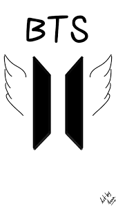 According to a press release by bighit entertainment, their most recent bts logo from 2017 was designed by a top design agency in korea. Bts Logo Black And White Bts Drawing Drawing Wings Hd Mobile Wallpaper Peakpx