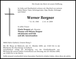 Traditional concept artist currently studying video game art. Traueranzeigen Von Werner Bergner Waz Trauer De