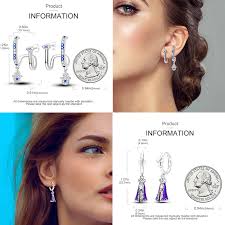 Original 925 Sterling Silver Hand of Fatima Blue Eye of Evil Hoop Earrings  Cross Eardrop Earrings For Women Gift