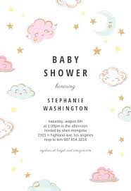 With all those tiny clothes and teeny toys, a baby shower is going to be fun! Sparkly Clouds Baby Shower Invitation Template Free Greetings Island Free Baby Shower Invitations Printable Baby Shower Invitations Baby Shower Invitation Templates
