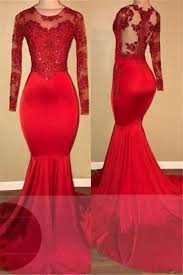 A Chicloth Long Sleeve Mermaid Lace Prom Dresses 2019 Red Sheer Tulle Cheap Evening Gown Fb0 Mermaid Prom Dresses Lace Prom Dresses Lace Cheap Evening Gowns
