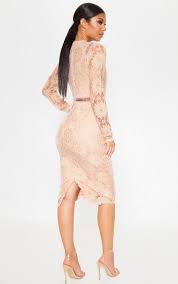 Dusty Pink Long Sleeve Lace Bodycon Dress Lace Bodycon Dress Long Sleeve Dusty Pink Dresses Lace Bodycon