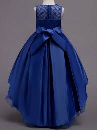 Flowers Mesh Solid Color Party Holidays Round Collar Sleeveless Long Dress Teenage Dress Sleeveless Long Dress Wedding Dresses For Girls