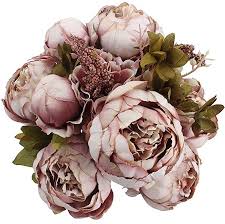 Duovlo Fake Flowers Vintage Artificial Peony Silk Flowers Wedding Home Decoration Pack Of 1 Sweetened Bea Fake Flowers Silk Flowers Wedding Artificial Flowers