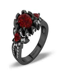 Black And Red Wedding Rings Black Wedding Rings Gothic Engagement Ring Wedding Rings Unique Vintage