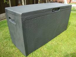 Keter Capri Plastic Rattan Garden Storage Box Anthracite Or Brown Waterproof Ebay Patio Storage Plastic Storage Plastic Box Storage