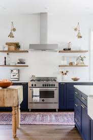 Very Simple Hood Navy Cabinets No To The Walls Shelves Floor Color Dreamy Navy Kitchen Cabinet Rustic Kitchen Cabinets Kitchen Interior Kitchen Design