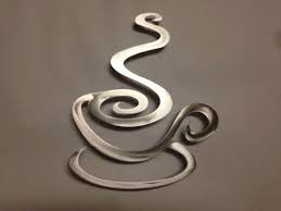 kitchen metal wall art, coffee cup wall