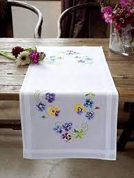 Generally, a table runner is a narrow length of cloth laid on top of tablecloths or on a bare table. Vervaco Cross Stitch Kit Pretty Pansies Table Runner Stamped Stoney Creek Online Store