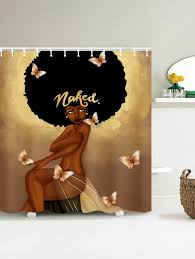 Afro Hair Fashion Girl Have A Bath Shower Curtain Shabby Chic Bathroom Girls Shower Curtain Girl Curtains