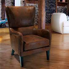 Min spend £15 max £75 off. Salerno Brown Fabric High Back Wing Lounge Wingback Armchair Ebay