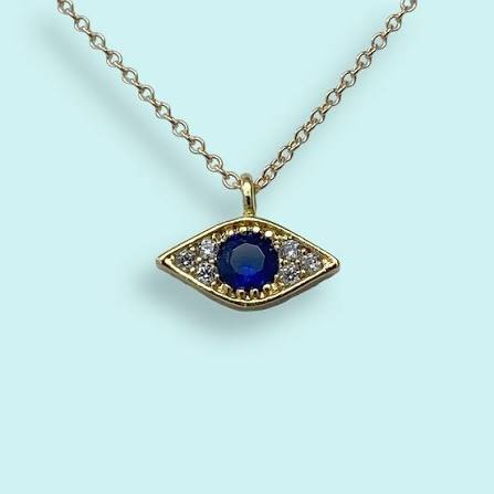 Blue Crystal Evil Eye Necklace – Ornamental Things