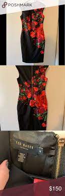 Ted Baker Rose Floral Red Black Dress Red Black Dress Black And Red Black Dress