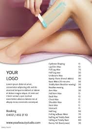For example, a package of 5 to 6 sessions for full facial hair removal costs around $1,000. Waxing Studio Beauty Salon Price List Flyer Wax Studio Beauty Salon Price List Waxing