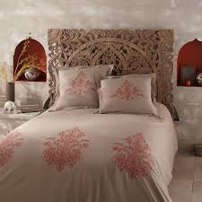 Parure Housse De Couette En Coton Beige Et Orange 240 X 260 Cm Saraya Maisons Du Monde Parure De Lit Parure Housse De Couette Tete De Lit Bois