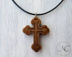 Wooden Orthodox Cross Necklace Byzantine Greek Russian Eastern Christian Cross Trefoil Pendant Christian Wooden Beads Luxury Jewelry Store Wooden Crosses