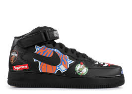 Supreme and nike will be adding a fresh new take to their air force 1 low collaboration it appears with the next fall/winter season receiving a flax rendition. Supreme X Nba X Air Force 1 Mid 07 Black Nike Aq8017 001 Black Black Flight Club