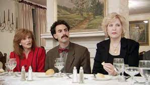 Borat learning manners and having a dinner. Woman Duped By Borat Seeks Investigation Entertainment Journalstar Com