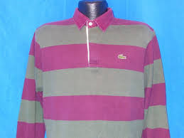 Vintage 80s Izod Lacoste Rugby Maroon Grey Striped Long Sleeve Polo Shirt Lrg L Casual Shirts For Men Casual Shirts Long Sleeve Polo Shirt