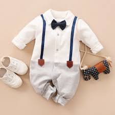 Baby Gentleman Faux Two Long Sleeve Jumpsuit Loose Shape Winter Baby Clothes Kids Costumes Girls Baby Clothes Online
