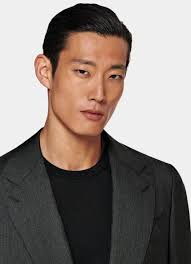 Custom Made mörkgrå kostym in Ull silke