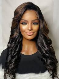 10A Grade Brazilian Virgin Human Hair Wigs Glueless HD Lace Wig Ombre  Highlight Brown Color Loose