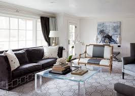 Part of the elegance collection this beautiful living room sofa features acrylic legs that assure durability without compromising on style. Dark Gray Velvet Sofa Contemporary Living Room Tiffany Eastman Interiors