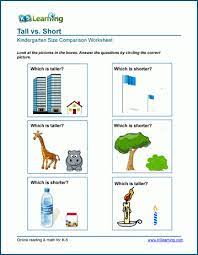 Big and small size activities below is a set of activities that aim at helping the child practice and learn the concept of big, small, bigger and smaller, biggest and smallest in object sizes. Tall Vs Short Size Comparison Worksheets For Preschool Kindergarten K5 Learning