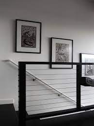 Exemplary Contemporary Indoor Stair With Black Wire Railing To Match With Black Steps And White Ha Indoor Stair Railing Staircase Contemporary Staircase Design