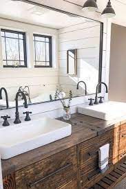 35 Inspiring Farmhouse Bathroom Decor To Get A New Look Rustic Master Bathroom Bathroom Remodel Master Bathroom Farmhouse Style
