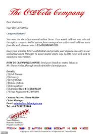 A letter of intent is a little like a cover letter, but with several differences. Scam Sees Fake Emails From Coca Cola Asking People To Send Personal Details For 2 3million Prizes Daily Mail Online
