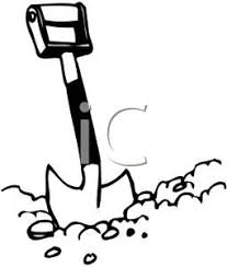 Shovel black and white clip art. Shovel Digging In The Dirt Royalty Free Clipart Picture