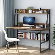 The floating desk design gives an illusion that there's more space in an otherwise choked up environment. Amazon Com Tribesigns Computer Desk With Hutch 47 Inches Home Office Desk With Space Saving Design With Bookshelf For Small Spaces Dark Walnut Furniture Decor