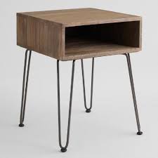 Gray Wood And Metal Cubby Accent Table Wood And Metal Black Side Table Metal Table