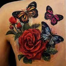 Tattoos Of Butterfly And Rose For Women Upper Back Rose And Butterfly Tattoo Butterfly Tattoo Designs Butterfly Tattoo