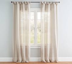 Belgian Flax Linen Tie Top Sheer Curtain Flax In 2020 Tie Top Curtains Sheers Curtains Living Room Pottery Barn Curtains